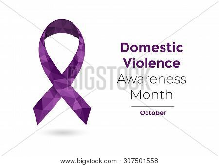 Domestic Violence Awareness Month October Concept With Deep Purple Awareness Ribbon. Colorful Vector