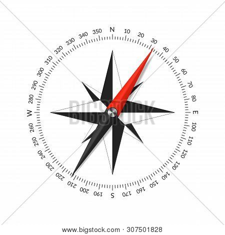 Compass Face With Wind Rose And Dial.