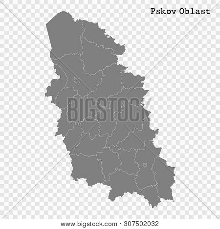 High Quality Map Of Pskov Oblast Is A Region Of Russia With Borders Of The Districts