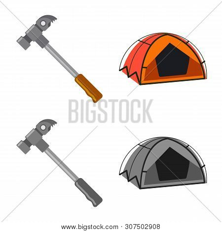 Vector Design Of Mountaineering And Peak Icon. Set Of Mountaineering And Camp Vector Icon For Stock.