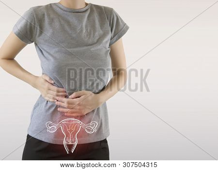 Cervical Cancer Disease Visualisation Vector On Woman`s Body