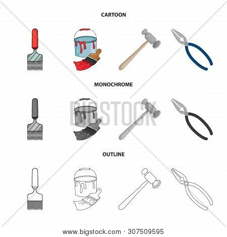 Vector Design Of Tool And Construction Sign. Set Of Tool And Carpentry Vector Icon For Stock.