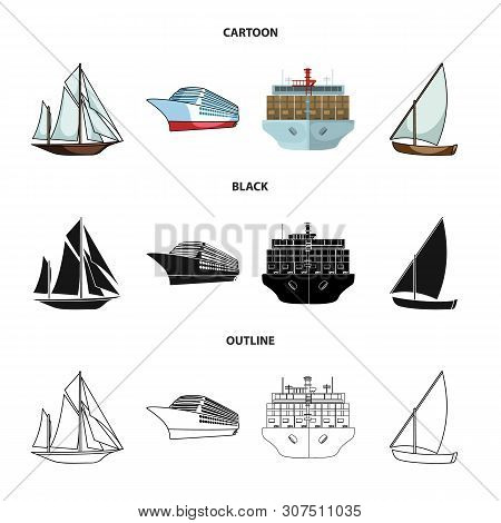 Vector Illustration Of Yacht And Ship Logo. Set Of Yacht And Cruise Vector Icon For Stock.