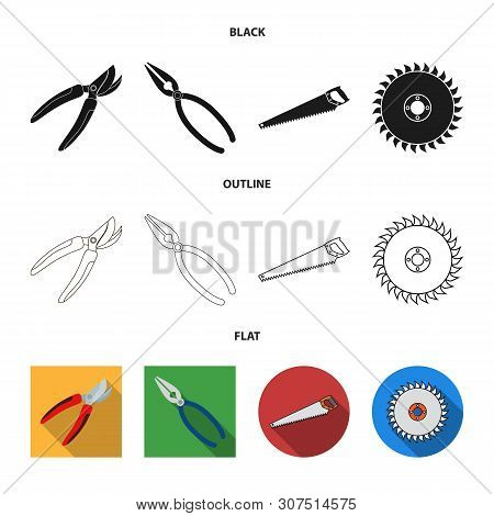 Vector Illustration Of Tool And Construction Symbol. Set Of Tool And Carpentry Vector Icon For Stock