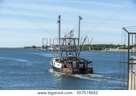 New Bedford, Massachusetts, Usa - June 12, 2019: Scalloper Collin & Warren Iii, Hailing Port Cape Ma