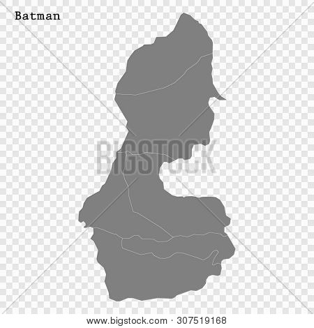 High Quality Map Of Batman Is A Province Of Turkey, With Borders Of The Districts