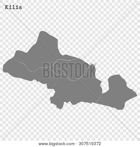 High Quality Map Of Kilis Is A Province Of Turkey, With Borders Of The Districts