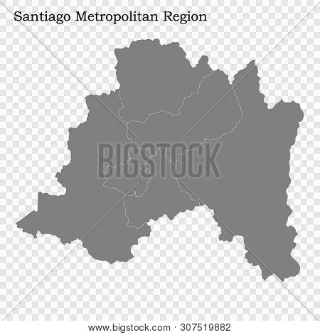 High Quality Map Of Santiago Is A Region Of Chile, With Borders Of The Provinces