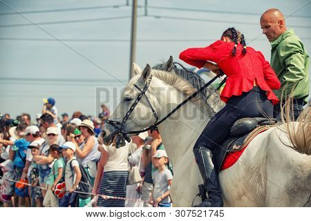Demonstration Of Cossacks Ability Of Representatives To Stay In Saddle And Perform Tricks On Horseba