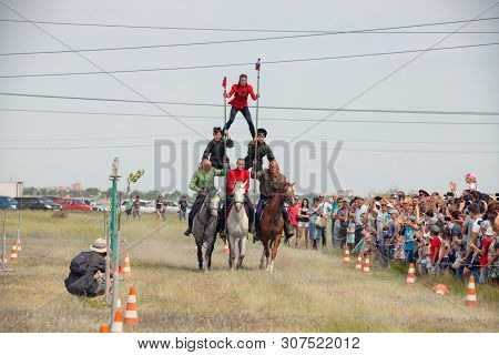 Demonstration Of Cossacks Ability Of Representatives To Stay In Saddle And Perform Tricks On Horseba