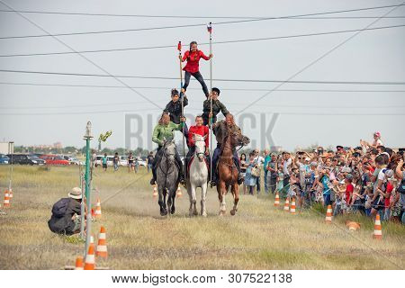 Demonstration Of Cossacks Ability Of Representatives To Stay In Saddle And Perform Tricks On Horseba