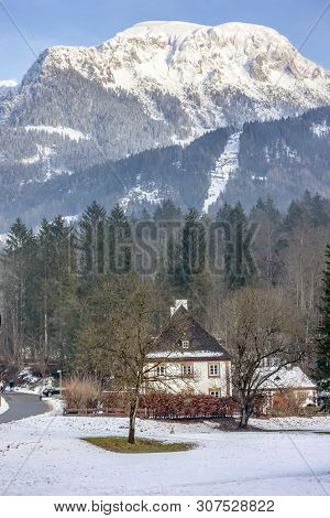 Scenery Around Schoenau Am Koenigssee In Bavaria At Winter Time