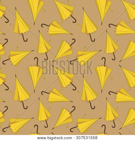 Seamless Pattern Design With Yellow Beach Umbrellas