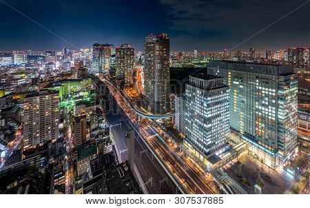 Tokyo Downtown City Skyline And Skyscrapers At Roppongi District In Tokyo, Japan.
