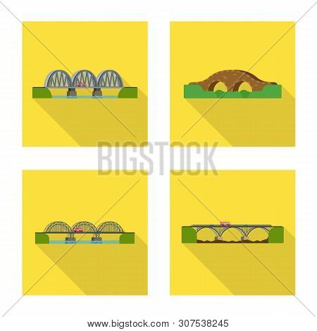 Vector Illustration Of Bridgework And Bridge Icon. Set Of Bridgework And Landmark Vector Icon For St