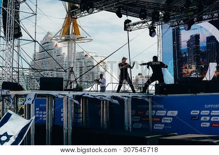 Minsk, Belarus - June 21, 2019. The First Day Of 2nd European Games. Main Fan Zone Palace Of Sports,