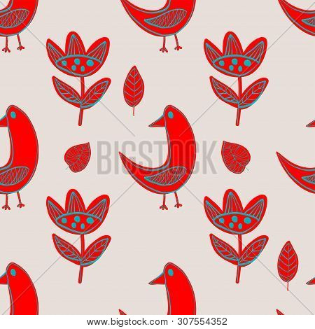 Simple Scandinavian Pattern Primiyive Naive Style Minimalistic Vector