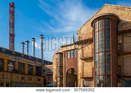 Old Power Plant Building In Modernist Style