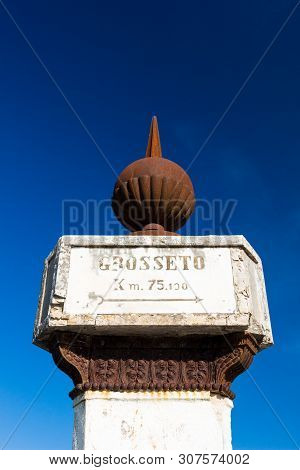 The Montarrenti Column Is A 1840 Road Sign Built By Leopold Ii, Grand Duke Of Tuscany, Italy