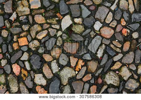 A Old Foothpath With Cobblestones In Quedlinburg