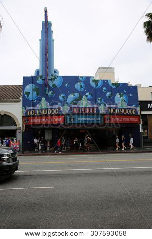 6/18/2019 Hollywood, California: Street Scenes of Hollywood California with street vendors, street performers, homeless, tourist, landmarks and various buildings with signs. Editorial Use Only. 