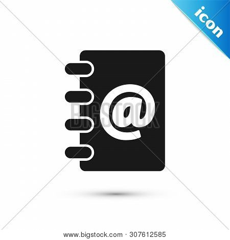 Black Address Book Icon Isolated On White Background. Notebook, Address, Contact, Directory, Phone, 