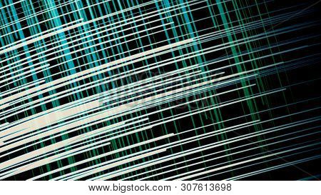 Abstract Green And White Crossing Rays Moving On Black Background, Seamless Loop. Animation. Colorfu