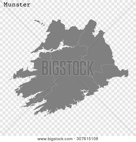 High Quality Map Of Munster Is A Province Of Ireland, With Borders Of The Counties