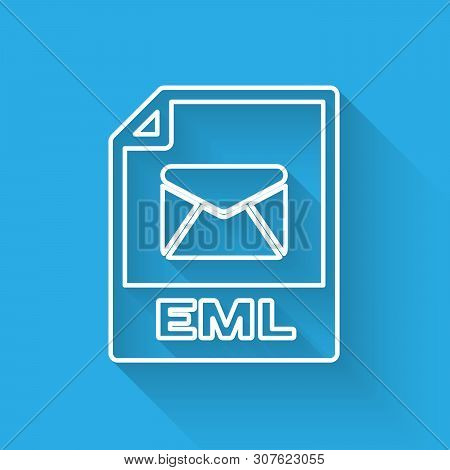 White Eml File Document Icon. Download Eml Button Line Icon Isolated With Long Shadow. Eml File Symb