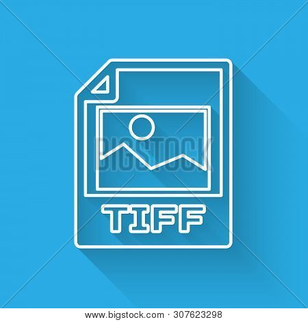 White Tiff File Document Icon. Download Tiff Button Line Icon Isolated With Long Shadow. Tiff File S