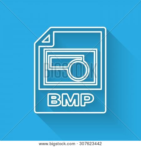 White Bmp File Document Icon. Download Bmp Button Line Icon Isolated With Long Shadow. Bmp File Symb