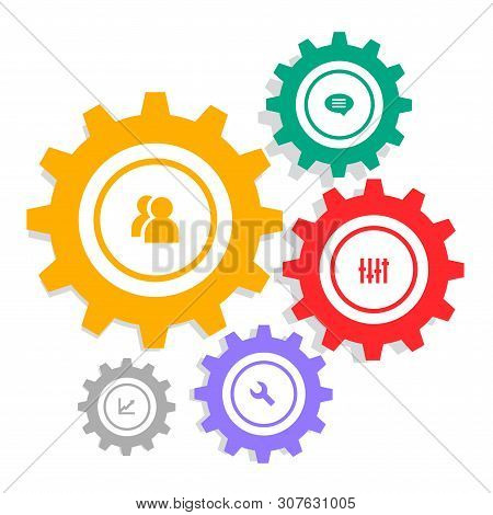 Geard Infograph With Setting Icons Vector Illustration