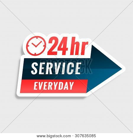 All Day 24 Hours Service Label Design Vector Illustration
