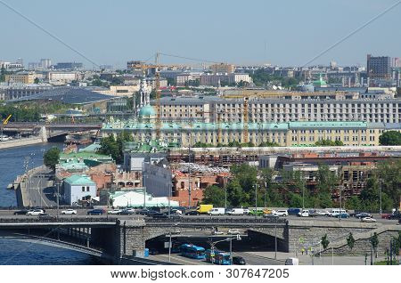 Summer View Of Serafimovich Street And Sofiyskaya Embankment In Moscow, Russia