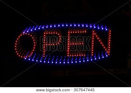 Nein Open Sign In The Night Shining