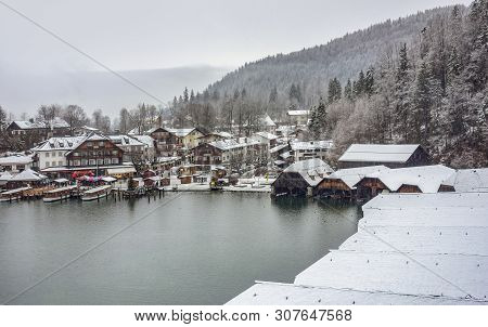 Scenery Around Schoenau Am Koenigssee In Bavaria At Winter Time