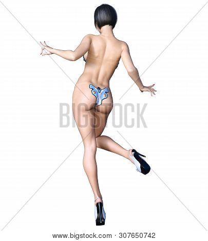 Tall Sexy Woman Minimalist Futuristic Lingerie.metal Bra Panties.conceptual Fashion Art.seductive Ca
