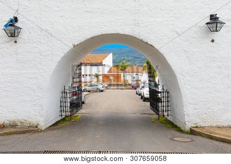 Guatavita,  Colombia June 16 Entrance Arch In Guatavita. This Entry Was Guarded By Spanish Soldiers 