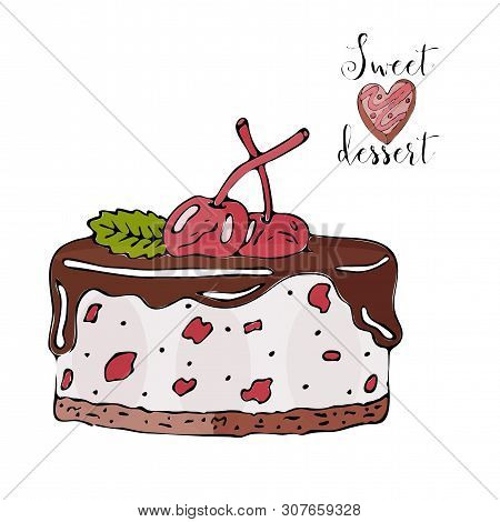 Vector Isolated Cake Or Cupcake, Dessert Coloring