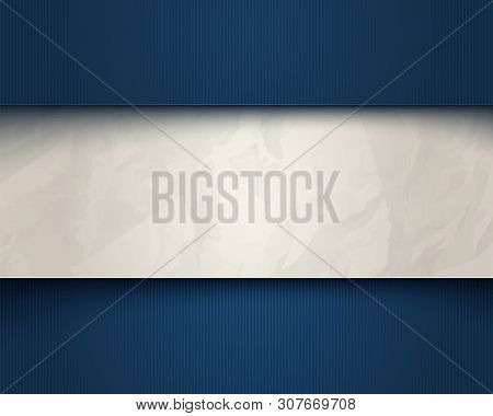 Vector Vintage Blue Background With Torn Old Paper. White And Torn Old Paper Vector Template.