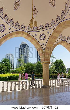View From The Summer Gallery Of The New Beautiful Mosque The Heart Of Chechnya Named After Akhmat Ka