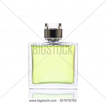 Luxurious Green  Perfume. Feminine Beauty Concept / Studio Photography Of Perfume Bottle - Isolated 
