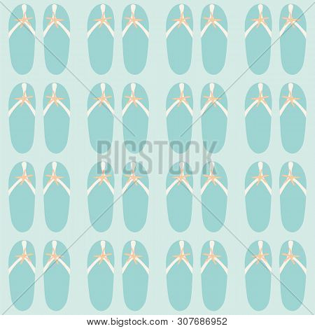 Seamless Pattern Of Beach Flip Flap Sandals With Starfish