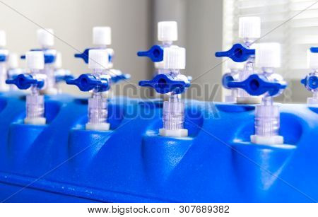 Valves For Liquid System Station. Labware, Laboratory