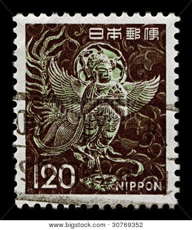JAPAN-ca. 1961:A Stempel gedruckt in Japan zeigt, dass Bild von Sirin eine mythologische Kreatur der russischen