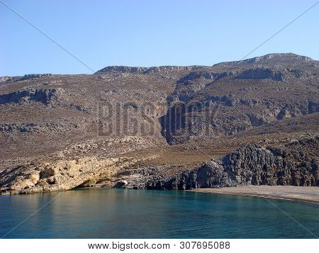 Beach In Kreta Island Karoumes Background Wallpaper Fine Art Prints