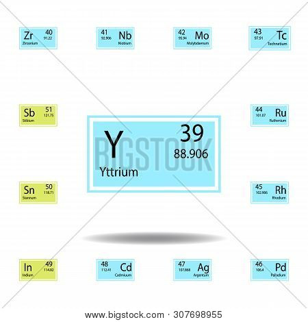 Periodic Table Element Yttrium Color Icon. Set Of Chemical Sign Color Icon. Signs And Symbols Collec