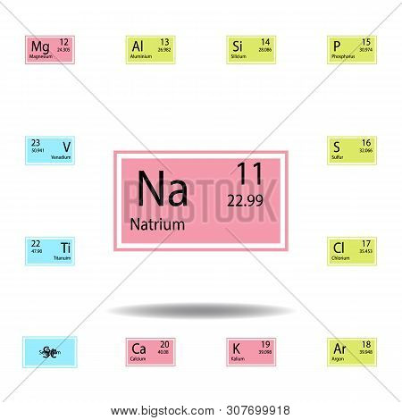 Periodic Table Element Natrium Color Icon. Set Of Chemical Sign Color Icon. Signs And Symbols Collec