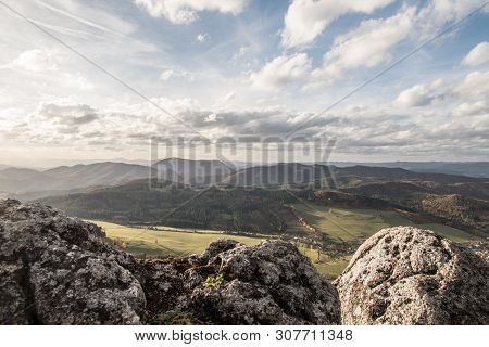 View From Zibid Hill In Autumn Sulovske Vrchy Mountains In Slovakia