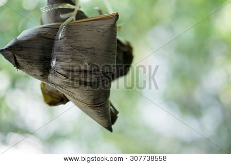 Zongzi Glutinous Sticky Rice Dumplings Recipe Wrap With Bamboo Leaves. Asian Food